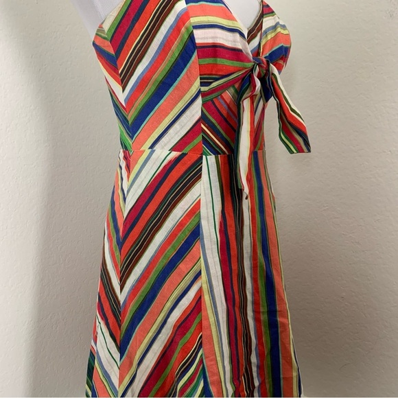Parker Womens Striped Rainbow Rosemary Dress LinenBlend Womens 4 Sundress - Picture 5 of 17